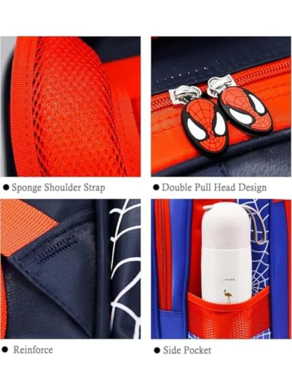 3D Cartoon Spider School Backpack & Pencil Case - Waterproof, Large Capacity